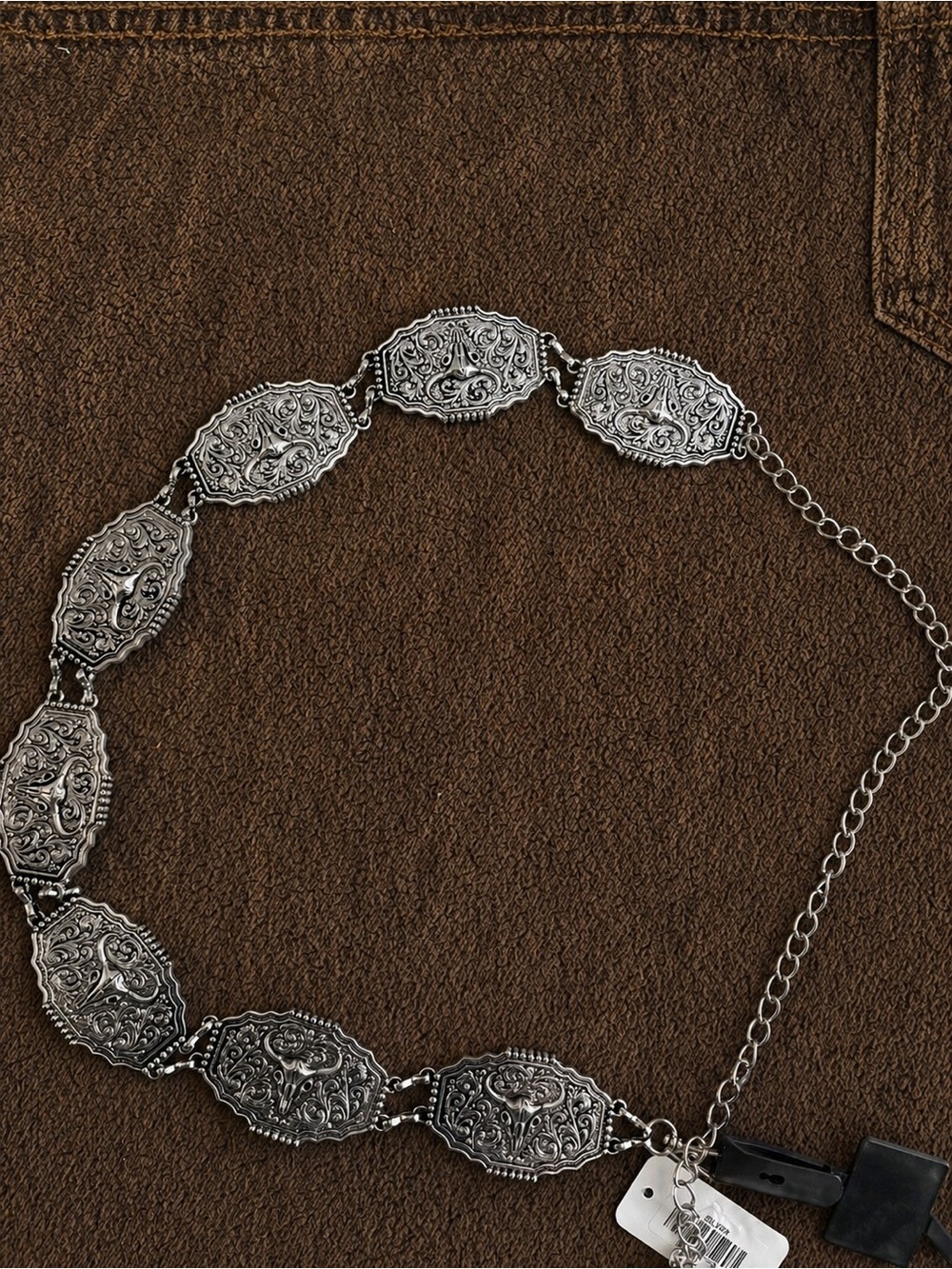 Antique-Style Silver Medallion Chain Necklace - Women's Jewelry